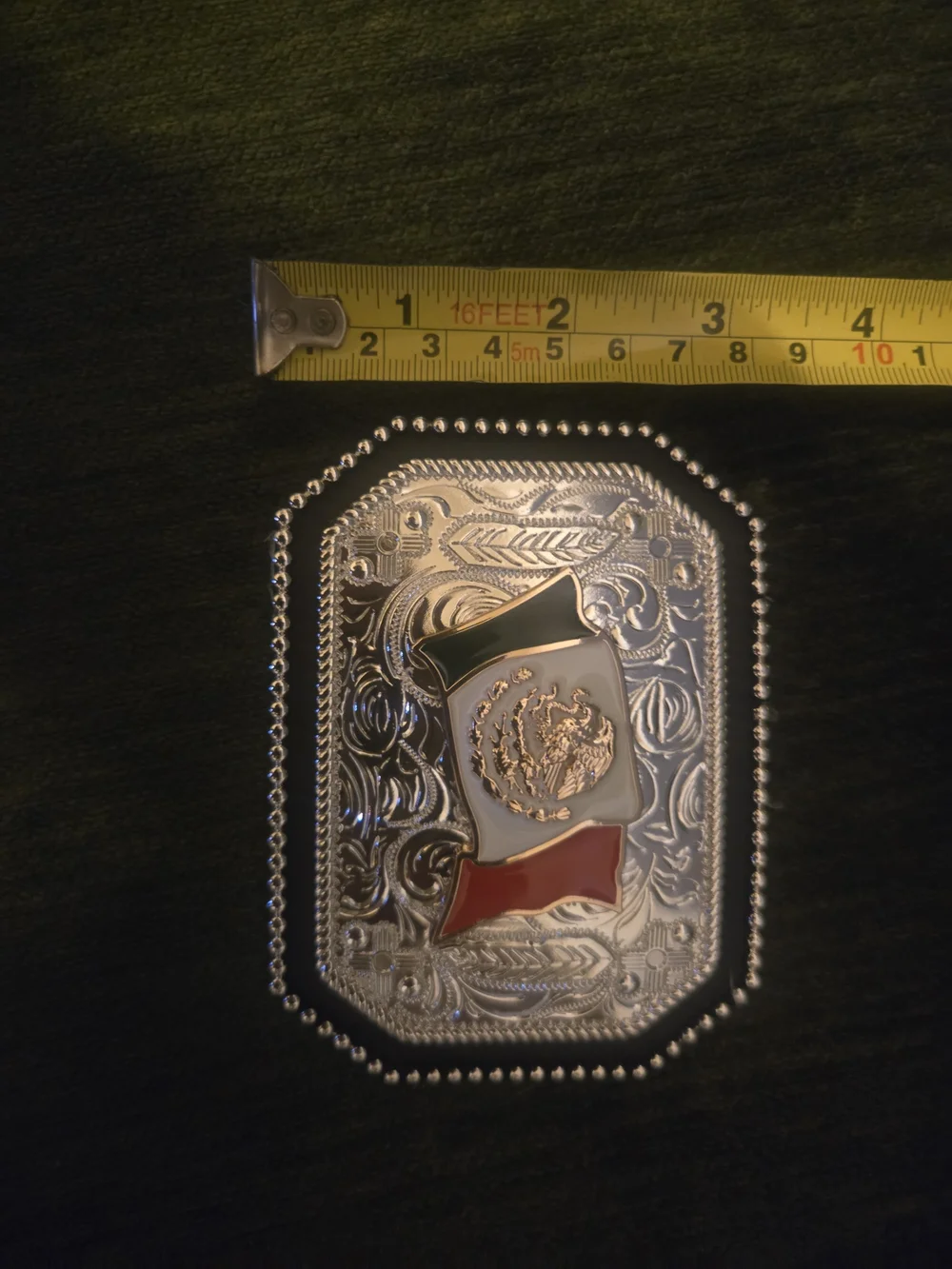 Western Belt Buckle Mexican Flag
